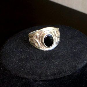 JPK Celtic Knot Sterling & Onyx Handmade in Ireland Vintage Men's Ring